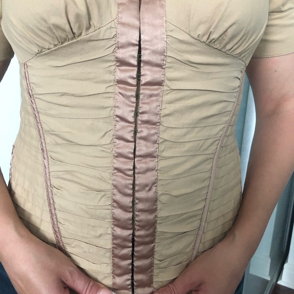 2b Bebe Light Brown Shirt with Satin Details - Picture 7 of 8